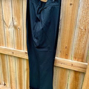 Classy Lane Bryant Trousers, Black/Grey Thin Pinstripe, Wide Leg, Cuffed, Sz 24